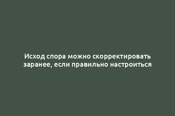 Исход спора можно скорректировать заранее, если правильно настроиться