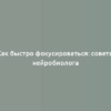 Как быстро фокусироваться: советы нейробиолога