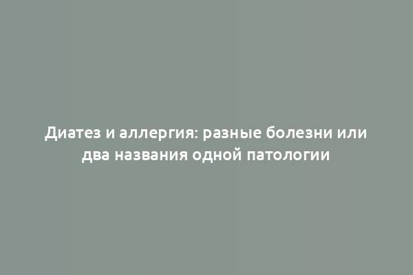 Диатез и аллергия: разные болезни или два названия одной патологии