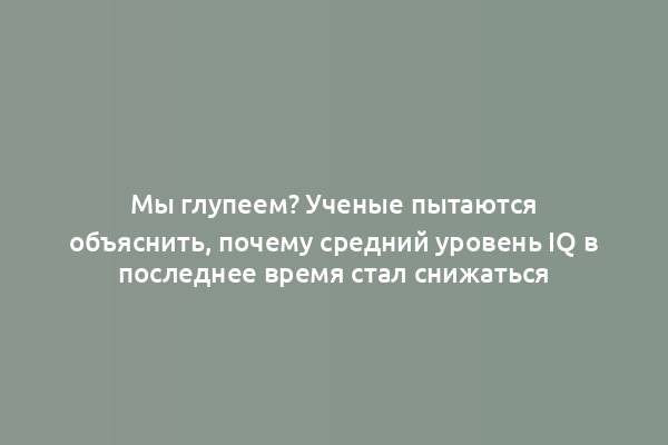 Мы глупеем? Ученые пытаются объяснить, почему средний уровень IQ в последнее время стал снижаться