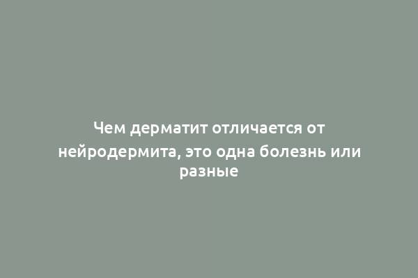 Чем дерматит отличается от нейродермита, это одна болезнь или разные