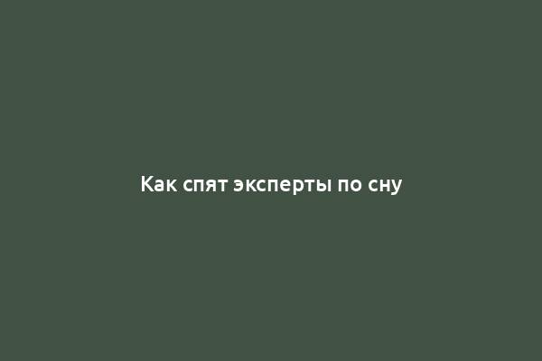 Как спят эксперты по сну