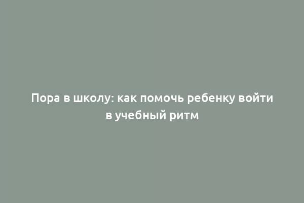 Пора в школу: как помочь ребенку войти в учебный ритм