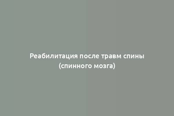 Реабилитация после травм спины (спинного мозга)