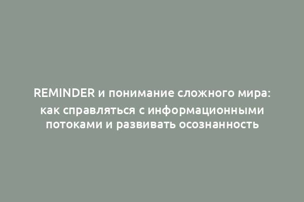 Reminder и понимание сложного мира: как справляться с информационными потоками и развивать осознанность